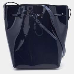 Mansur Gavriel Blue Patent Leather Bucket Drawstring Bag
