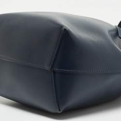 Pre Owned Mansur Gavriel Navy Blue Leather Mini Bucket Bag