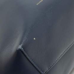 Pre Owned Mansur Gavriel Navy Blue Leather Mini Bucket Bag