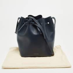 Pre Owned Mansur Gavriel Navy Blue Leather Mini Bucket Bag