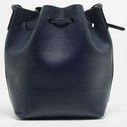 Pre Owned Mansur Gavriel Navy Blue Leather Mini Bucket Bag