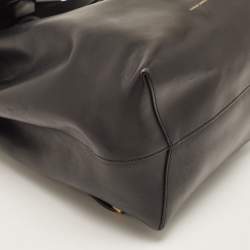 Mansur Gavriel Black Leather Drawstring Flap Backpack