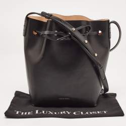 Mansur Gavriel Black Leather Drawstring Bucket Bag