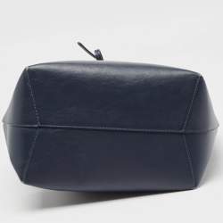 Pre Owned Mansur Gavriel Navy Blue Leather Bucket Bag 