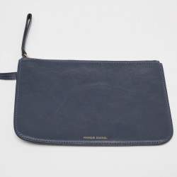 Pre Owned Mansur Gavriel Navy Blue Leather Bucket Bag 