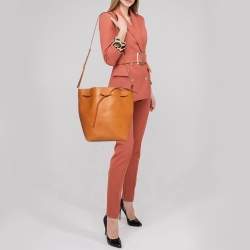 Pre Owned Mansur Gavriel Tan Leather Bucket Bag  