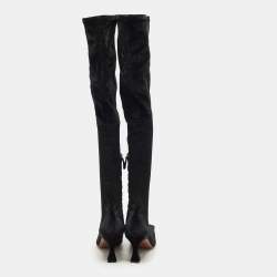 مملوكة مسبقًا Manudieci Size 40 Black Velvet Knee Length Boots