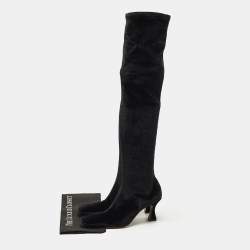 مملوكة مسبقًا Manudieci Size 40 Black Velvet Knee Length Boots