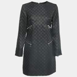 Marc by Marc Jacobs Black Checkered Gabardine Zip Detail Mini Dress S