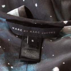 Pre Owned Marc by Marc Jacobs Black Stargazer Print Cotton Silk Ruffled Sleeveless Top S