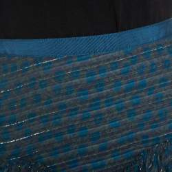 Pre Owned تنورة مارك جاكوبس ميدي مخطط لوركس قطن مطبوعة زهور أزرق M