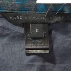 Pre Owned تنورة مارك جاكوبس ميدي مخطط لوركس قطن مطبوعة زهور أزرق M