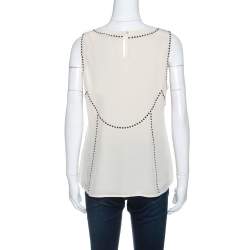 Pre Owned Marc by Marc Jacobs Cream Silk Embellished Frances Top M