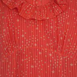 Pre Owned فستان مارك باي مارك جاكوبس كشكشات حرير وقطن طباعة كوزمو وردي محمر فاتح M