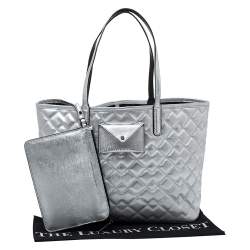 Marc By Marc Jacobs Silver Quilted PVC Metropolitote Tote