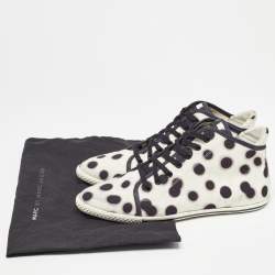 Pre Owned Marc by Marc Jacobs Cream And Black Canvas Polka Dot High Top Sneakers Size 40