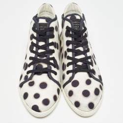 Pre Owned Marc by Marc Jacobs Cream And Black Canvas Polka Dot High Top Sneakers Size 40
