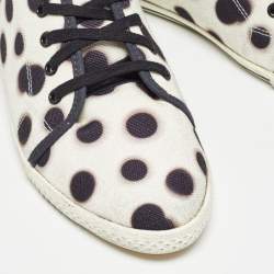 Pre Owned Marc by Marc Jacobs Cream And Black Canvas Polka Dot High Top Sneakers Size 40