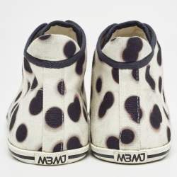Pre Owned Marc by Marc Jacobs Cream And Black Canvas Polka Dot High Top Sneakers Size 40