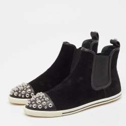 Marc by Marc Jacobs Black Suede Studded High Top Sneakers Size 37