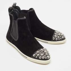 Marc by Marc Jacobs Black Suede Studded High Top Sneakers Size 37