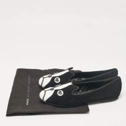 Pre Owned Marc by Marc Jacobs Black Leather and Suede Ballet Flats Size 36