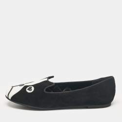 Pre Owned Marc by Marc Jacobs Black Leather and Suede Ballet Flats Size 36
