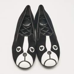 Pre Owned Marc by Marc Jacobs Black Leather and Suede Ballet Flats Size 36