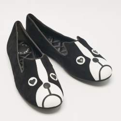 Pre Owned Marc by Marc Jacobs Black Leather and Suede Ballet Flats Size 36