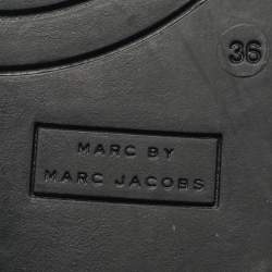 مملوكة مسبقًا Marc by Marc Jacobs Silver/Black Leather and Fabric High Top Sneakers Size 36