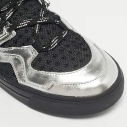 مملوكة مسبقًا Marc by Marc Jacobs Silver/Black Leather and Fabric High Top Sneakers Size 36