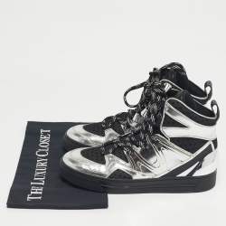 مملوكة مسبقًا Marc by Marc Jacobs Silver/Black Leather and Fabric High Top Sneakers Size 36