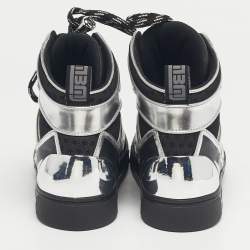 مملوكة مسبقًا Marc by Marc Jacobs Silver/Black Leather and Fabric High Top Sneakers Size 36