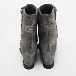 Pre Owned Marc by Marc Jacobs Silver Suede Ankle Length Boots Size 37