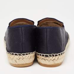 Pre Owned حذاء إسبادريل فلات مارك باي مارك جاكوبس سليبينغ موس ساتان أزرق كحلي مقاس 36