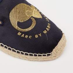 Pre Owned حذاء إسبادريل فلات مارك باي مارك جاكوبس سليبينغ موس ساتان أزرق كحلي مقاس 36