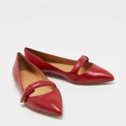 Pre Owned Marc by Marc Jacobs Red Leather Ballet Flats Size 36.5