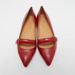 Pre Owned Marc by Marc Jacobs Red Leather Ballet Flats Size 36.5