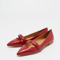 Pre Owned Marc by Marc Jacobs Red Leather Ballet Flats Size 36.5