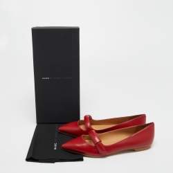 Pre Owned Marc by Marc Jacobs Red Leather Ballet Flats Size 36.5