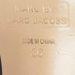 Pre Owned Marc by Marc Jacobs Black Leather Bow Platform Ankle Strap Sandals Size 36