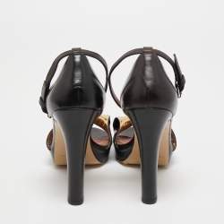 Pre Owned Marc by Marc Jacobs Black Leather Bow Platform Ankle Strap Sandals Size 36