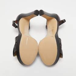 Pre Owned Marc by Marc Jacobs Black Leather Bow Platform Ankle Strap Sandals Size 36