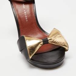 Pre Owned Marc by Marc Jacobs Black Leather Bow Platform Ankle Strap Sandals Size 36