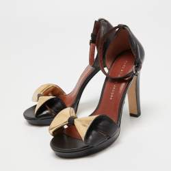 Pre Owned Marc by Marc Jacobs Black Leather Bow Platform Ankle Strap Sandals Size 36