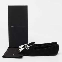 Pre Owned Marc by Marc Jacobs Black/White Suede and Leather Cat Ballet Flats Size 37
