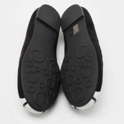 Pre Owned Marc by Marc Jacobs Black/White Suede and Leather Cat Ballet Flats Size 37