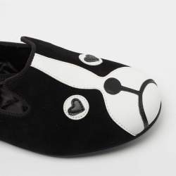 Pre Owned Marc by Marc Jacobs Black/White Suede and Leather Cat Ballet Flats Size 37