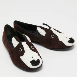 Pre Owned Marc by Marc Jacobs Brown Suede Dog Ballet Flats Size 36