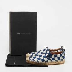 Pre Owned Marc by Marc Jacobs Blue/White Canvas Checkered Espadrille Flats Size 35.5